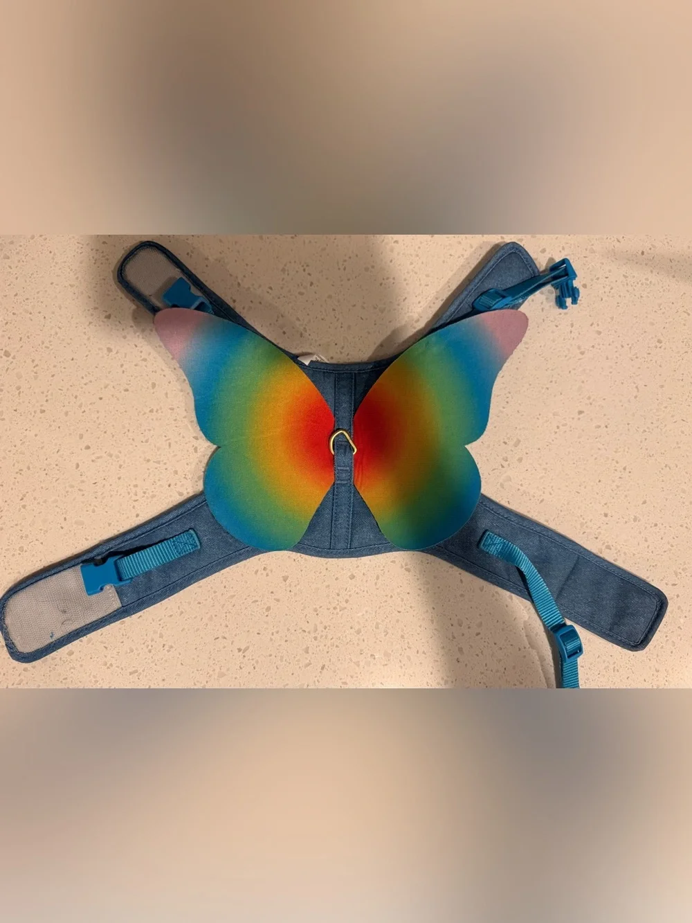 Top Paw Pride Rainbow Butterfly Wings Dog Harness Size Small Blue